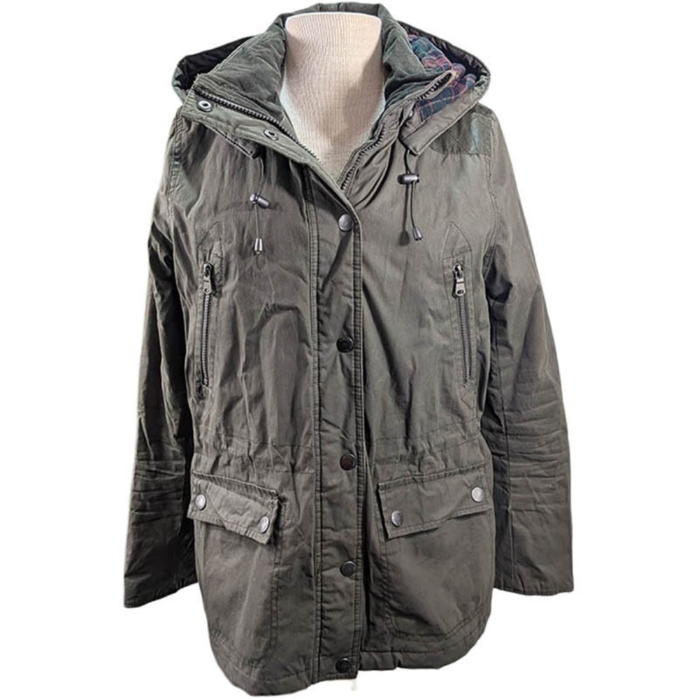 LOGG Raincoat Womens 10 Olive Gorpcore Utility Barn Coat Cabincore Distressed